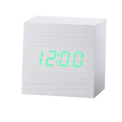 Színes digitális fa LED ébresztőóra asztal fa ébresztőóra időzítő hangvezérlés USB hőmérő Modern időzítő lakberendezés