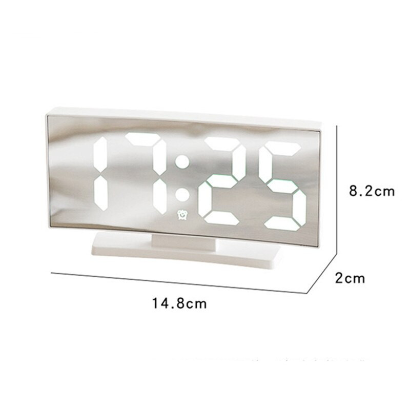 Ceas cu alarmă cu oglindă curbată Temperatură digitală Amânare Mod noapte Birou Masă Ceas Comutator Mod oprire Memorie Ceasuri LED