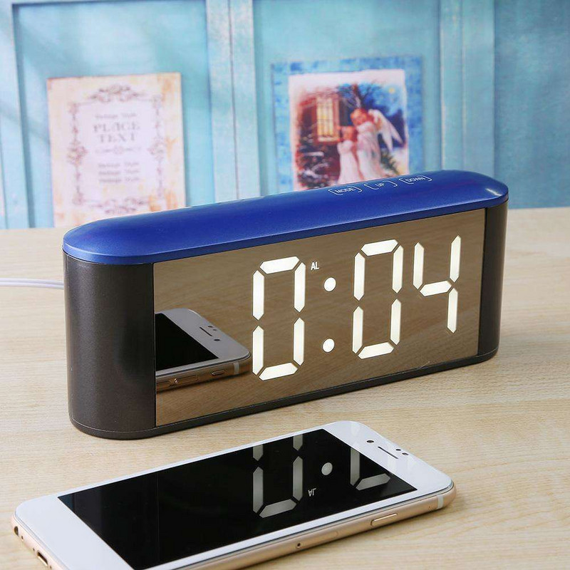 Hot Table Desk LED képernyő tükör Digitális idő hőmérséklet kijelző szundi ébresztőóra