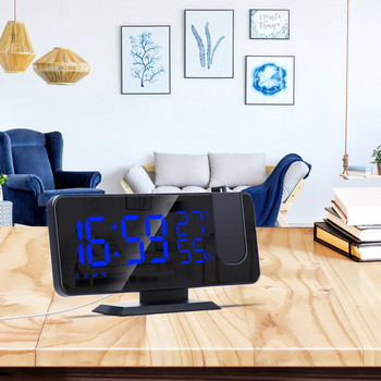 Οθόνη υγρασίας Wake Up LED προβολής Ξυπνητήρι Ψηφιακό ηλεκτρονικό ραδιόφωνο USB FM Time Projector Desktop Decoration Smart Home