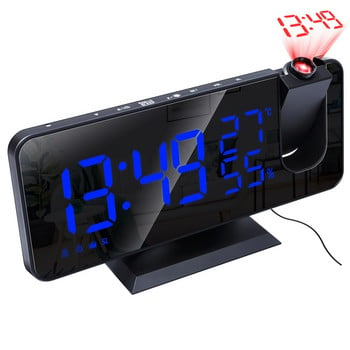 Οθόνη υγρασίας Wake Up LED προβολής Ξυπνητήρι Ψηφιακό ηλεκτρονικό ραδιόφωνο USB FM Time Projector Desktop Decoration Smart Home