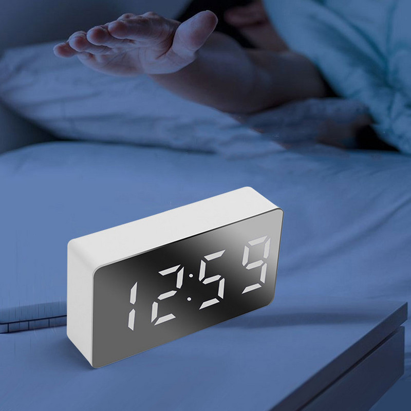 Tükör ébresztőóra Lakásfelszerelések Elektronikus óraasztal Digitális Hálószoba Dekorációs Asztal és Kiegészítő Smart Hour Led