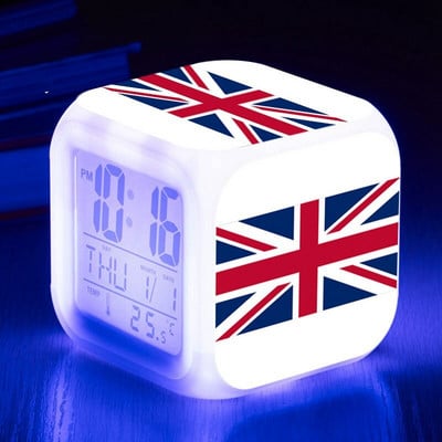 Ψηφιακό ξυπνητήρι LED Union Jack The Flag of United Kingdom Backlight Snooze Thermometer Ημερολόγιο Ρολόι Επιτραπέζια ρολόγια Λαμπτήρες