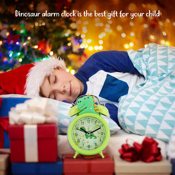 Детски будилник Сладък динозавър Еднорог Настолен часовник Двойна камбана с подсветка Будилник за деца Обучение за сън Подаръци