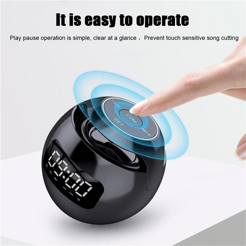 Mini Bluetooth hangszóró vezeték nélküli Bluetooth hangdoboz LED kijelzővel ébresztőóra Hifi TF kártya MP3 zenelejátszás BT hangszóró