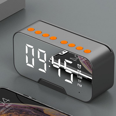 Ecran cu oglindă LED Ceas cu alarmă Ceas de masă Ceas digital Despertador Wireless Bluetooth 5.0 Difuzor FM Apel cu mâinile libere Decor de masă