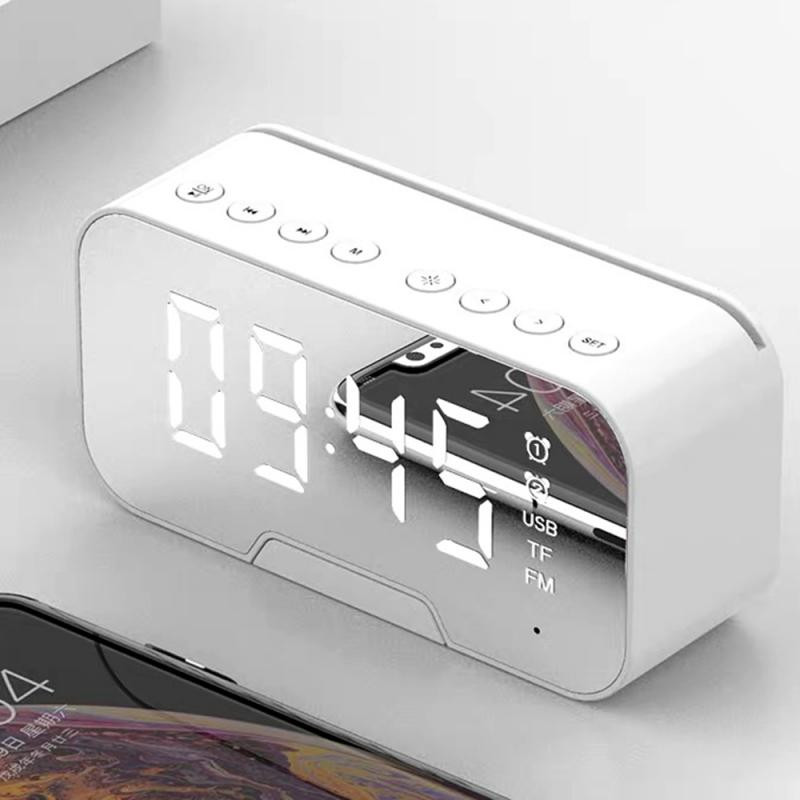 Ecran cu oglindă LED Ceas cu alarmă Ceas de masă Ceas digital Despertador Wireless Bluetooth 5.0 Difuzor FM Apel cu mâinile libere Decor de masă