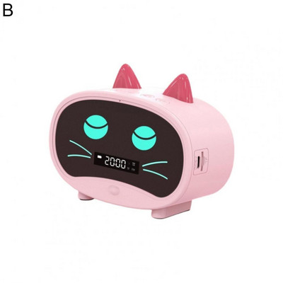 Difuzor compatibil cu Bluetooth Mini ceas deșteptător portabil Cute Cartoon Cat Difuzor wireless pentru exterior reloj despertador