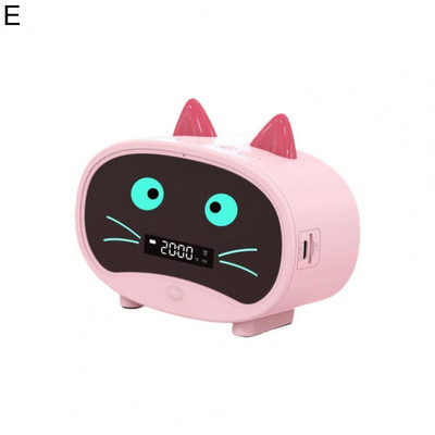 Difuzor compatibil cu Bluetooth Mini ceas deșteptător portabil Cute Cartoon Cat Difuzor wireless pentru exterior reloj despertador