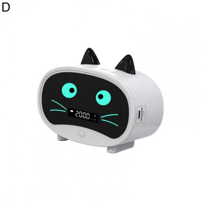 Difuzor compatibil cu Bluetooth Mini ceas deșteptător portabil Cute Cartoon Cat Difuzor wireless pentru exterior reloj despertador