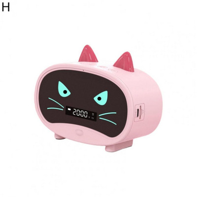 Difuzor compatibil cu Bluetooth Mini ceas deșteptător portabil Cute Cartoon Cat Difuzor wireless pentru exterior reloj despertador