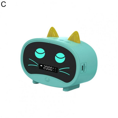 Difuzor compatibil cu Bluetooth Mini ceas deșteptător portabil Cute Cartoon Cat Difuzor wireless pentru exterior reloj despertador