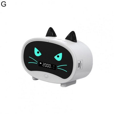 Difuzor compatibil cu Bluetooth Mini ceas deșteptător portabil Cute Cartoon Cat Difuzor wireless pentru exterior reloj despertador