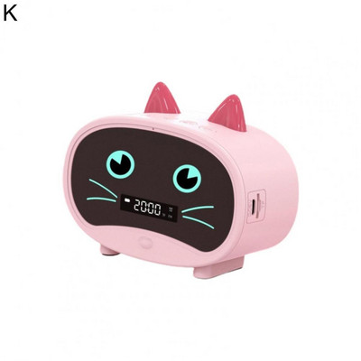 Difuzor compatibil cu Bluetooth Mini ceas deșteptător portabil Cute Cartoon Cat Difuzor wireless pentru exterior reloj despertador