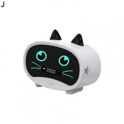 Difuzor compatibil cu Bluetooth Mini ceas deșteptător portabil Cute Cartoon Cat Difuzor wireless pentru exterior reloj despertador