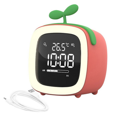 Rajzfilm mini ébresztőóra diák csendes hálószoba éjszakai fény gyerekeknek digitális világítás asztali lámpa kis fa