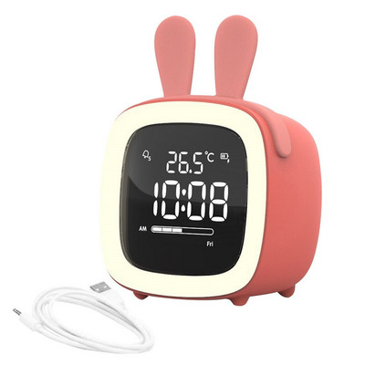 Rajzfilm mini ébresztőóra diák csendes hálószoba éjszakai fény gyerekeknek digitális világítás asztali lámpa kis fa