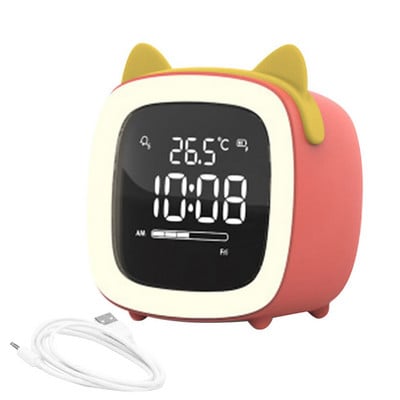 Rajzfilm mini ébresztőóra diák csendes hálószoba éjszakai fény gyerekeknek digitális világítás asztali lámpa kis fa