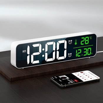 Μουσική LED Ψηφιακό Ξυπνητήρι Ρολόι Επιτραπέζιο Ρολόι Ψηφιακή θερμοκρασία Εμφάνιση ημερομηνίας Ρολόγια επιτραπέζιου καθρέφτη Snooze Διακόσμηση τραπεζιού σπιτιού