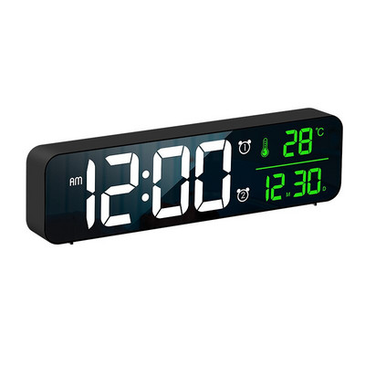 Zene LED digitális ébresztőóra Óra Asztali óra Digitális Hőmérséklet Dátum Kijelző Asztali Tükör Órák Szundi Otthoni Asztaldekoráció