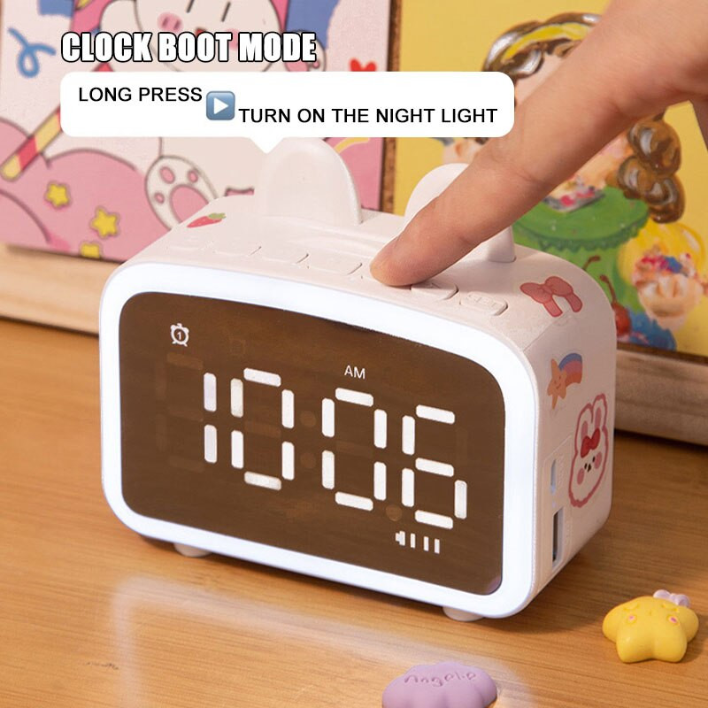 W&G Ins Ceas digital Ceas cu amânare Ceas pentru studenți Ceas cu trezire Decorație de birou Ceas electronic Swing Up Copii Alarma inteligentă