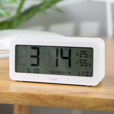 Ceas cu alarmă electronic LED Xiaomi Ceas digital Monitorizarea temperaturii și umidității cu iluminare din spate tactilă ABS 3-culori Deli Made