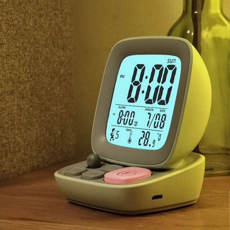 Ébresztőóra Retro kis számítógép Digitális gyermekasztal lámpával Elektronikus hálószoba Éjjeli nappali Nappali Egyszerű, csendes ajándék