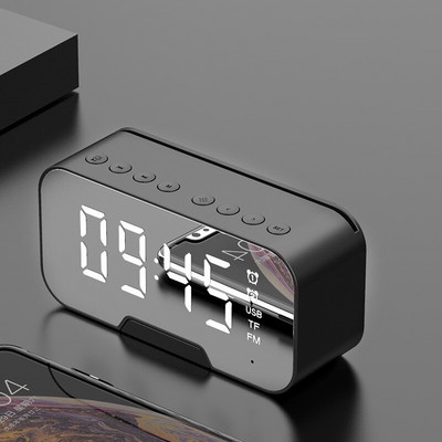 Vezeték nélküli Bluetooth hangszóró ébresztőóra FM rádió zenelejátszó LED USB elektronikus intelligens digitális tükör többfunkciós asztali óra