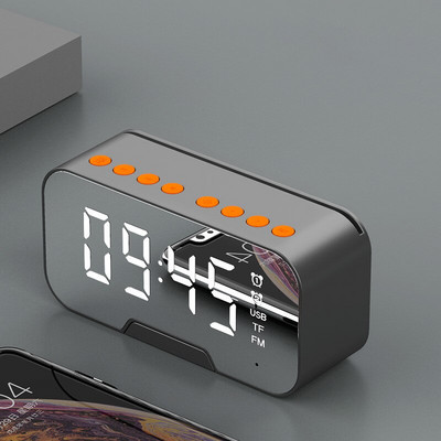 Vezeték nélküli Bluetooth hangszóró ébresztőóra FM rádió zenelejátszó LED USB elektronikus intelligens digitális tükör többfunkciós asztali óra