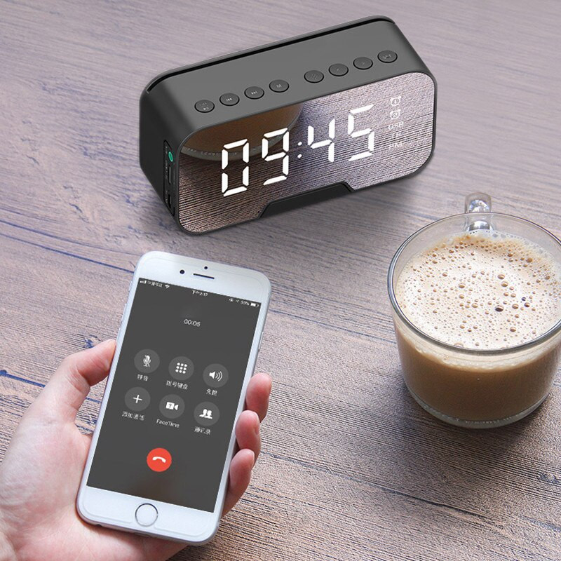 Vezeték nélküli Bluetooth hangszóró ébresztőóra FM rádió zenelejátszó LED USB elektronikus intelligens digitális tükör többfunkciós asztali óra