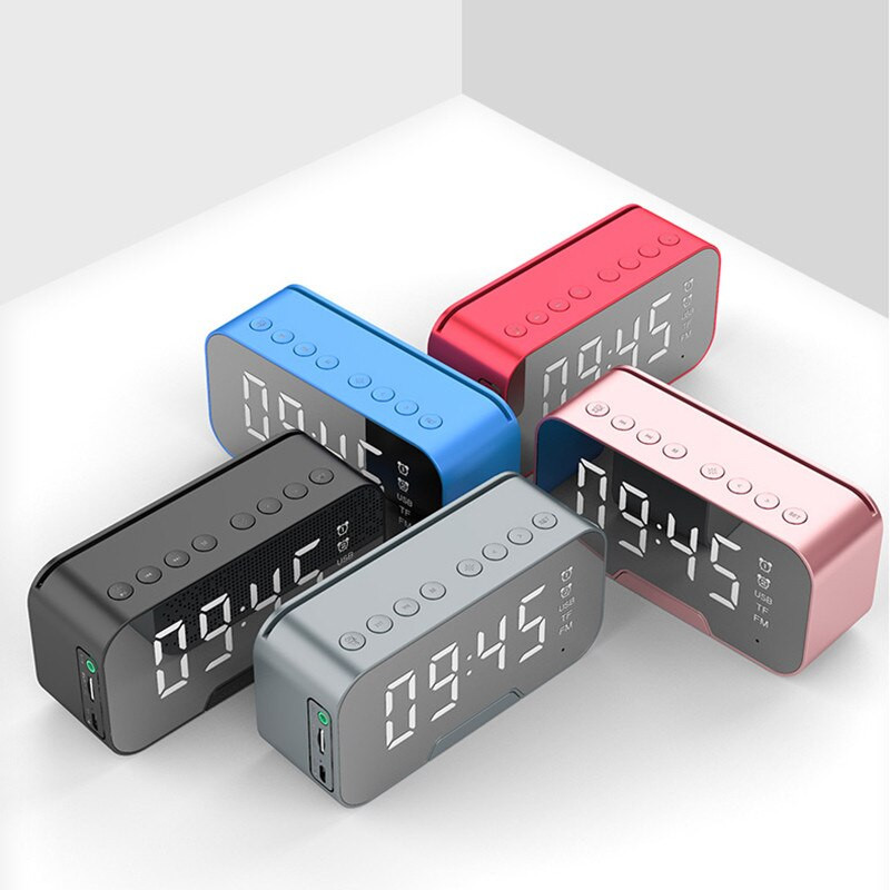 Vezeték nélküli Bluetooth hangszóró ébresztőóra FM rádió zenelejátszó LED USB elektronikus intelligens digitális tükör többfunkciós asztali óra