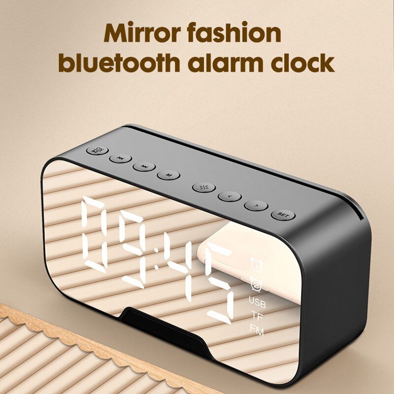 Vezeték nélküli Bluetooth hangszóró ébresztőóra FM rádió zenelejátszó LED USB elektronikus intelligens digitális tükör többfunkciós asztali óra