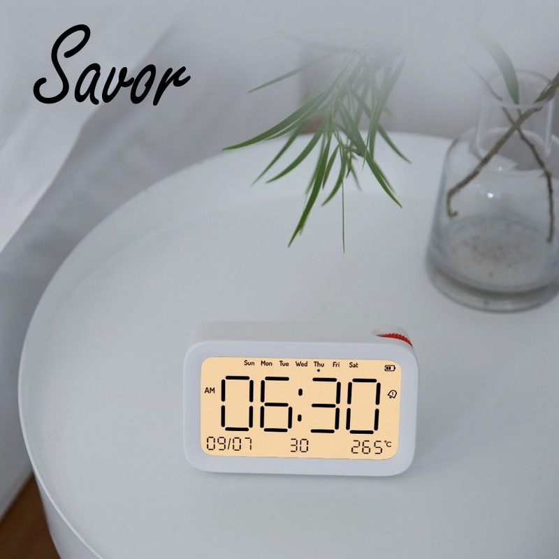 Elektronikus LCD digitális kijelzős ébresztőóra Szundi Csendes éjjeli cuki asztali óra Ofertas Electronica asztali dekoráció BF50AC