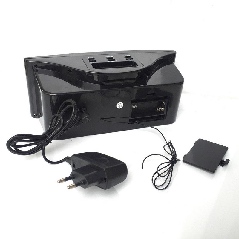 AsyPets Ceas cu alarmă digital portabil cu bandă duală rafinată Radio AM/FM cu afișaj LED Masă de amânare DeskEU Priză