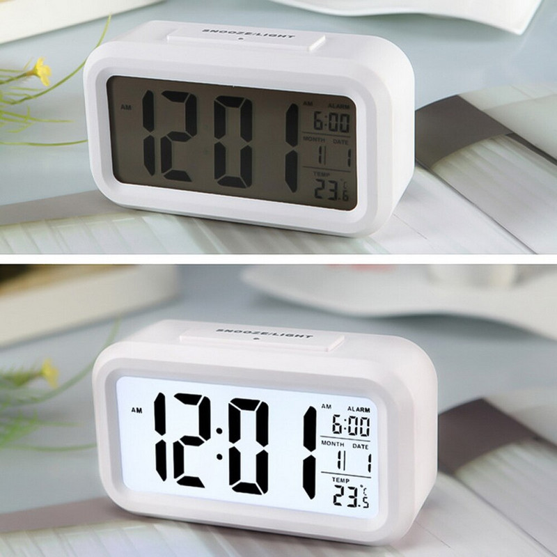 Ceas cu alarmă digitală cu LED-uri Ecran cu alarmă digitală electronică Ceas de birou pentru birou, birou, iluminare din spate, amânare calendar de date
