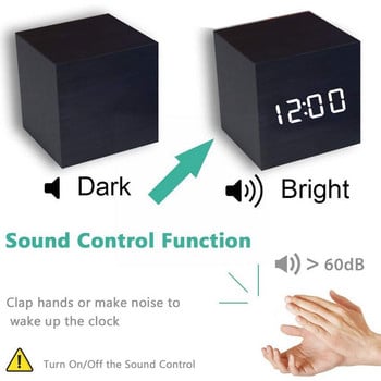 Creative τετράγωνο Ψηφιακό Ξυπνητήρι LED Ξύλινο ρετρό εργαλεία Λειτουργία Φωνητική διακόσμηση Ρολόι Γυαλιστερό Τραπέζι Επιτραπέζιου ελέγχου Επιτραπέζιο Snooze Y3U3