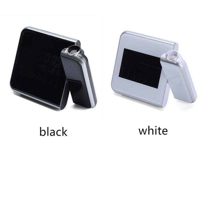 1 db digitális ébresztőóra fali vetítés időjárási LCD képernyő szundi ébresztő kettős lézeres forgatható óra színes kijelzős asztali óra