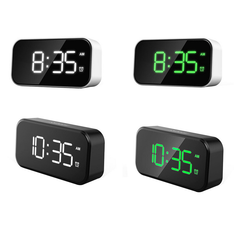 Asztali ébresztőóra digitális tükör LED nagy kijelző hálószoba szundi időzítő Otthoni elektronikus asztali óra USB állandó fény