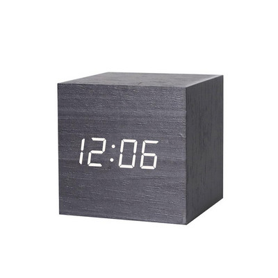 Ébresztőóra LED fa óra asztali hangvezérlés digitális Wood Despertador USB/AAA tápellátású elektronikus asztali órák