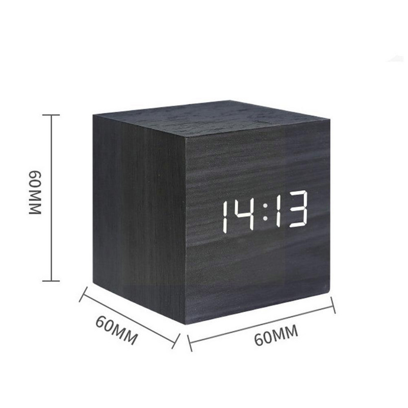 Ébresztőóra LED fa óra asztali hangvezérlés digitális Wood Despertador USB/AAA tápellátású elektronikus asztali órák