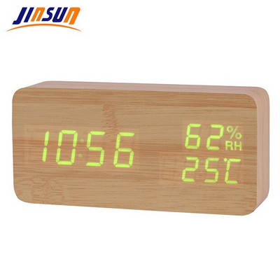 JINSUN modernus LED žadintuvas Despertador temperatūros ir drėgmės elektroniniai loviniai skaitmeniniai stalo laikrodžiai
