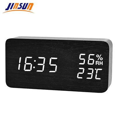 JINSUN modernus LED žadintuvas Despertador temperatūros ir drėgmės elektroniniai loviniai skaitmeniniai stalo laikrodžiai