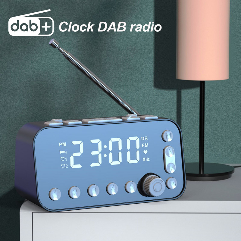 Ceas cu alarmă digital Radio cu ceas cu alarmă Dab Fm, port dublu de încărcare USB Ecran LCD Iluminare din spate Alarma reglabilă cu volum Ceas cu alarmă