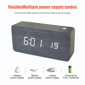 Ξυπνητήρι LED με φωνητικό έλεγχο υγρασίας θερμοκρασίας Snooze Ηλεκτρονικά ρολόγια USB/AAA Ηλεκτρονικά επιτραπέζια ρολόγια