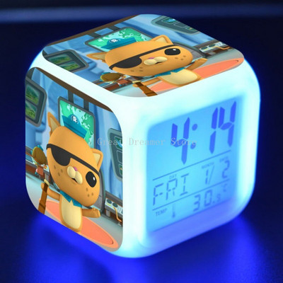 Rajzfilm Octonauts LED ébresztőóra Anime digitális 7 színváltó fény éjszakai izzó gyerekek gyerekeknek ajándék asztali óra dropshipping