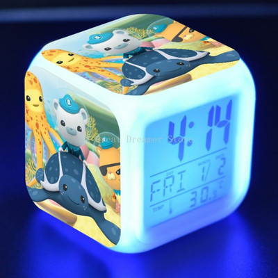Rajzfilm Octonauts LED ébresztőóra Anime digitális 7 színváltó fény éjszakai izzó gyerekek gyerekeknek ajándék asztali óra dropshipping
