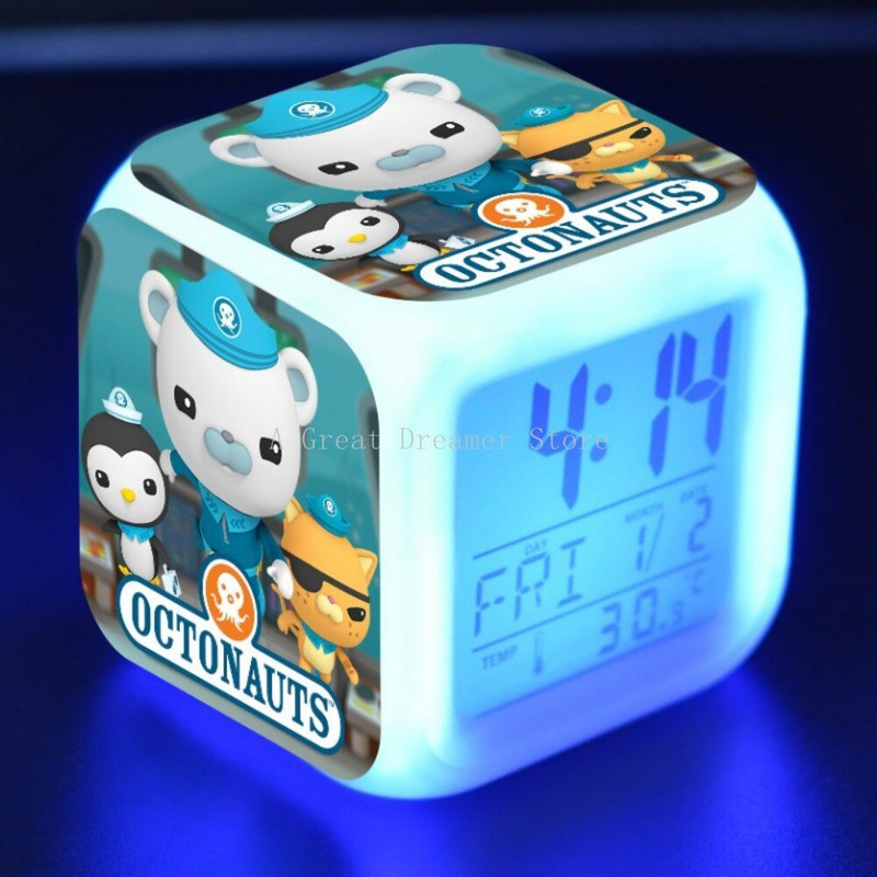 Rajzfilm Octonauts LED ébresztőóra Anime digitális 7 színváltó fény éjszakai izzó gyerekek gyerekeknek ajándék asztali óra dropshipping