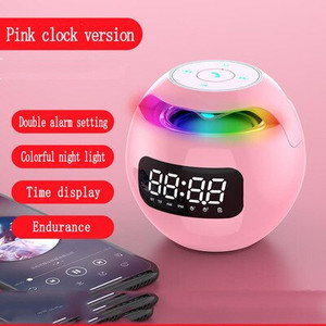 Mini BT hangszóró LED Bluetooth-kompatibilis 5.0 hangszóró digitális ébresztőórás zenelejátszóval, vezeték nélküli gömb alakú óra hangszóró