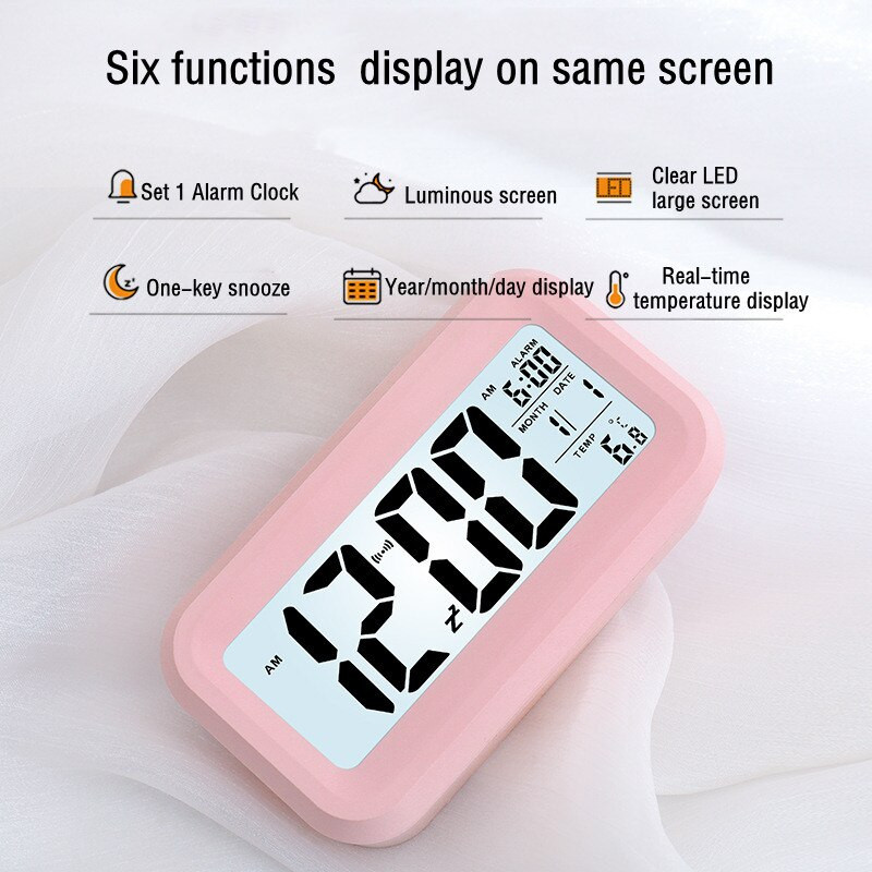 Įkraunamas skaitmeninis žadintuvas su foniniu apšvietimu snaudimo nutildymo kalendorius Automatinis pritemdymas stalo laikrodžiai 12/24h elektroninis LED laikrodis