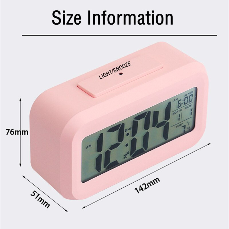 Įkraunamas skaitmeninis žadintuvas su foniniu apšvietimu snaudimo nutildymo kalendorius Automatinis pritemdymas stalo laikrodžiai 12/24h elektroninis LED laikrodis